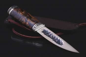 Северный нож малый "быhычча" Клинок х12мф. Рукоять мельхиор, карельская береза (черная).